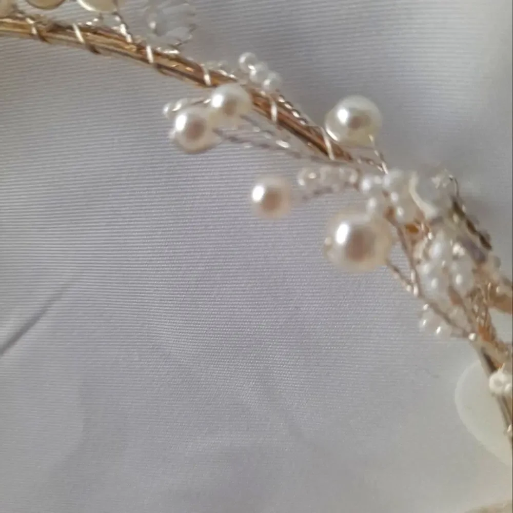 Bridal Floral Silver tone Metal Headband Rhinestone